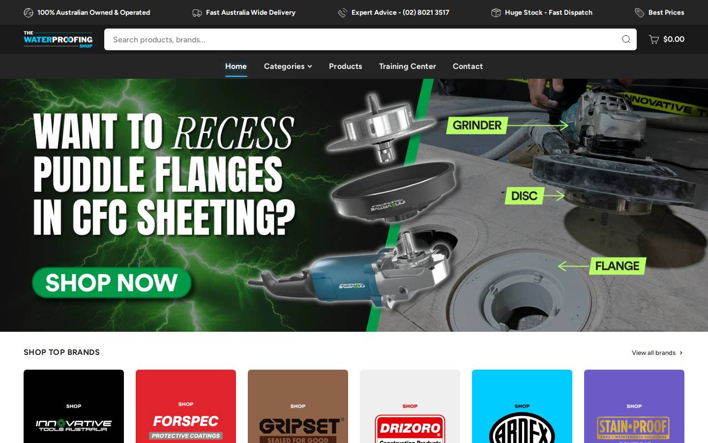 thewaterproofingshop.com.au homepage screenshot