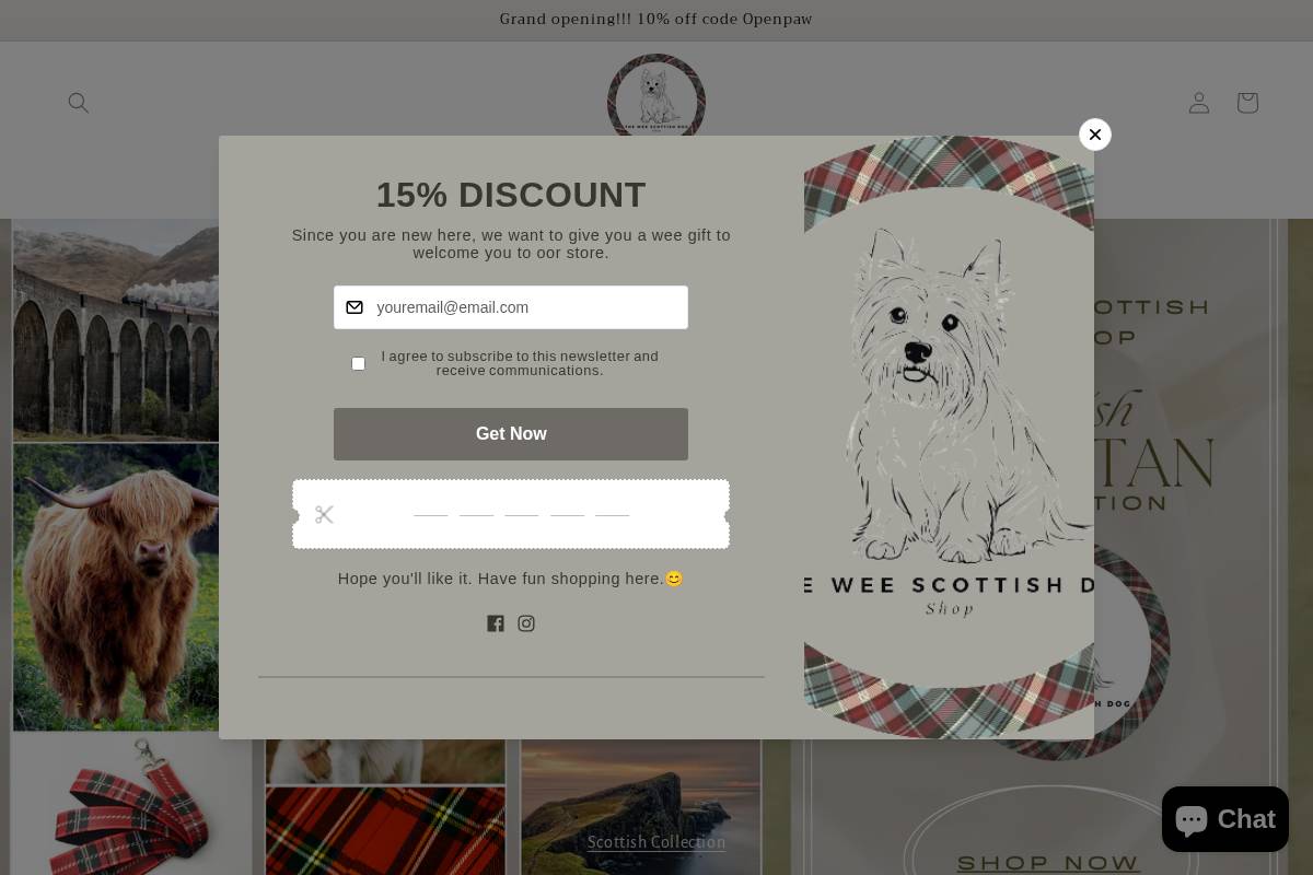 theweescottishdogshop.com homepage screenshot