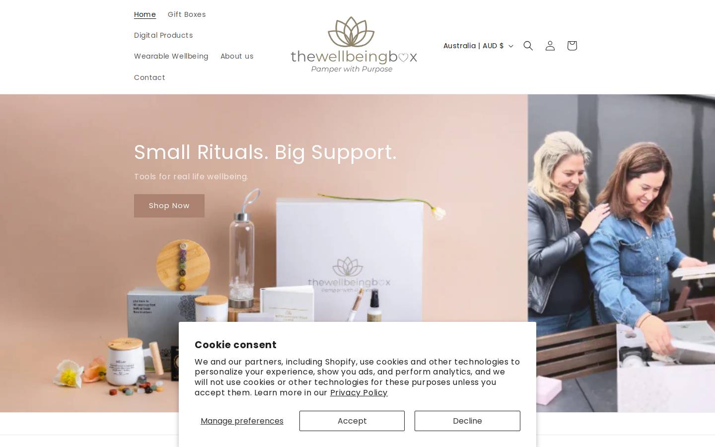 thewellbeingbox.com homepage screenshot