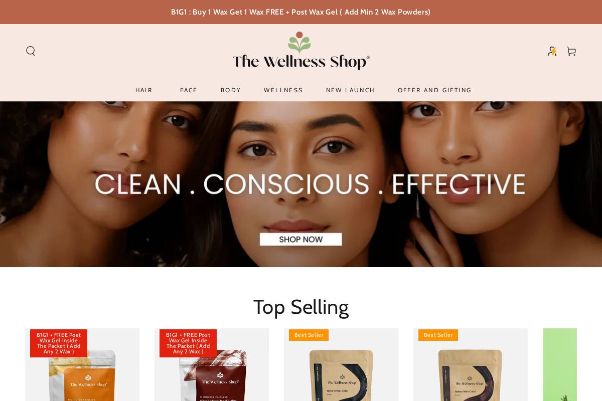 Thewellnessshop homepage screenshot