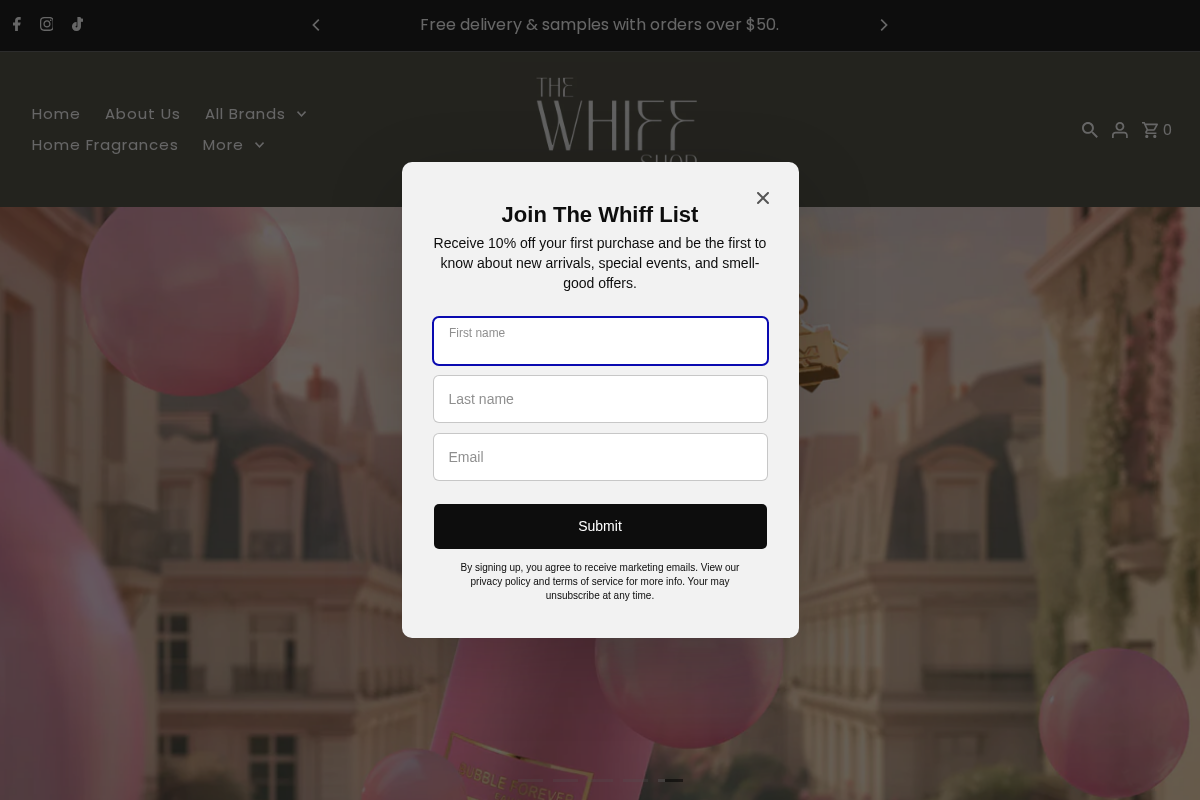 The Whiff Shop homepage screenshot