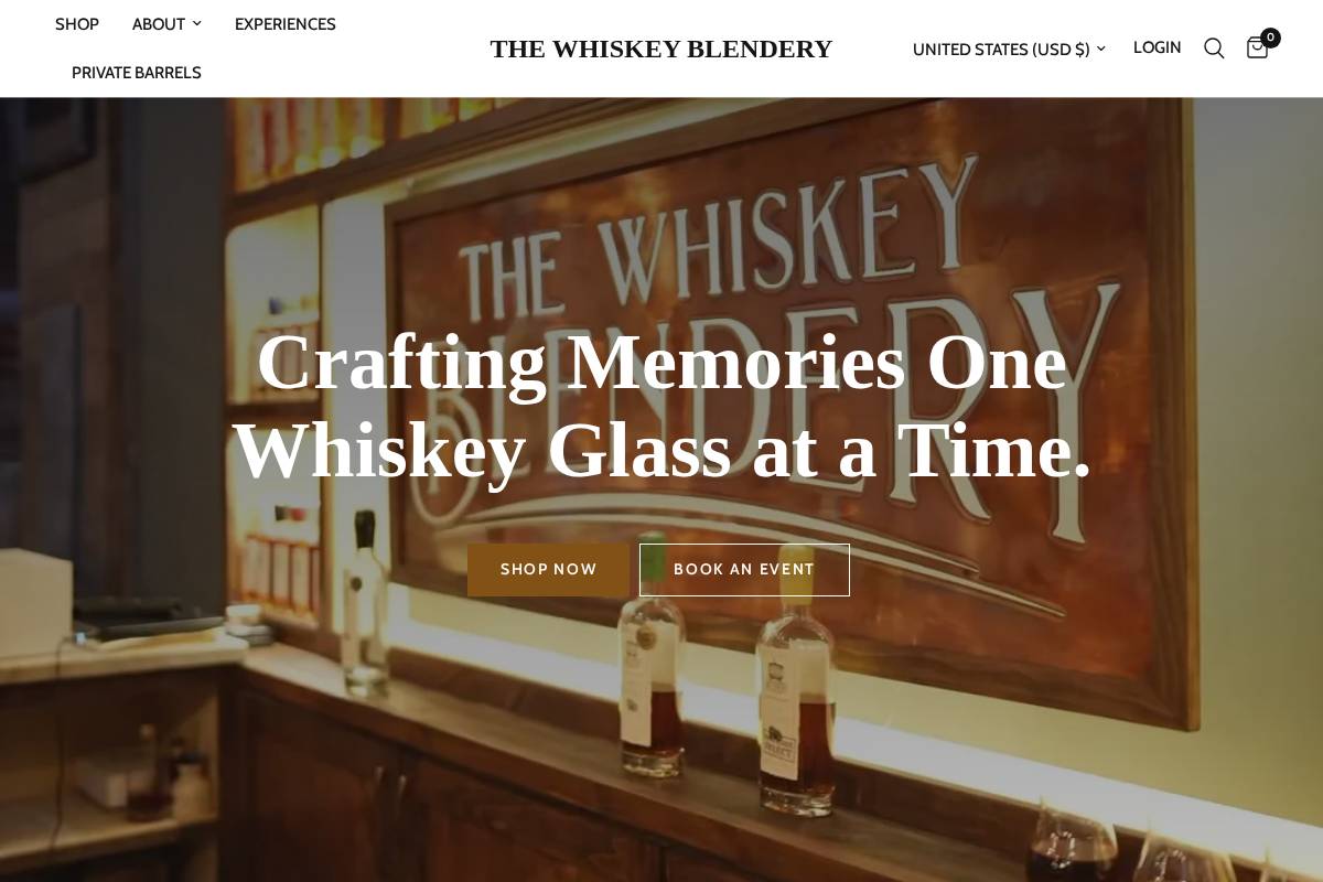 thewhiskeyblendery.com homepage screenshot