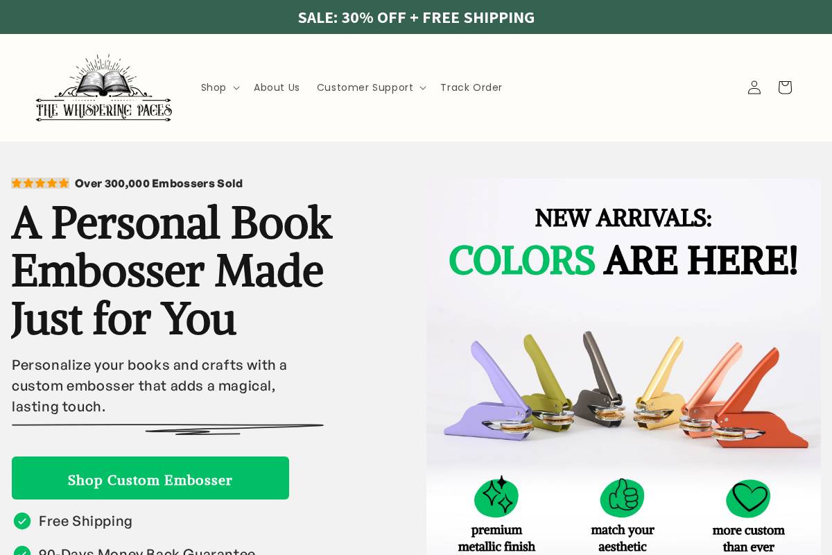 Thewhisperingpages homepage screenshot