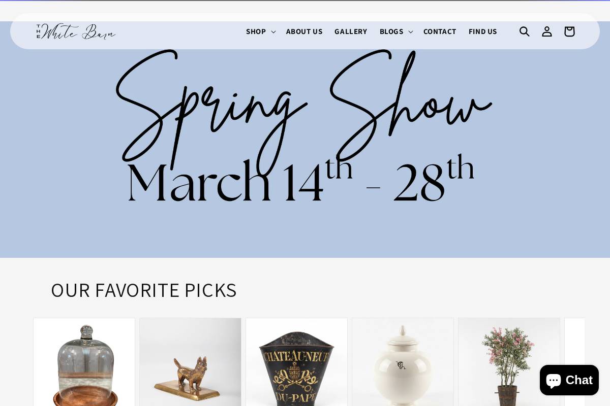 thewhitebarnantiques.com homepage screenshot