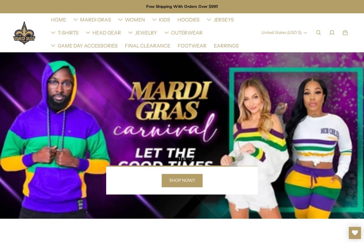 thewhodatstore.com homepage screenshot