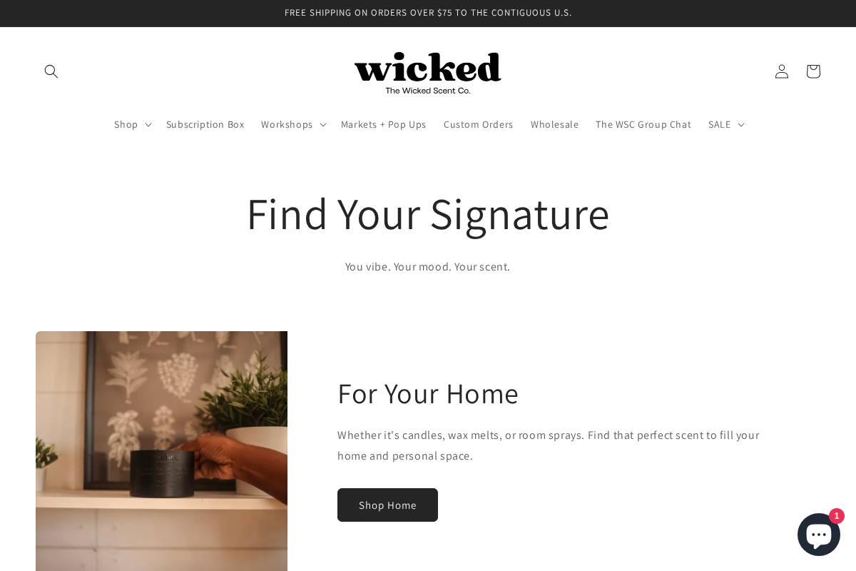 thewickedscent.com homepage screenshot