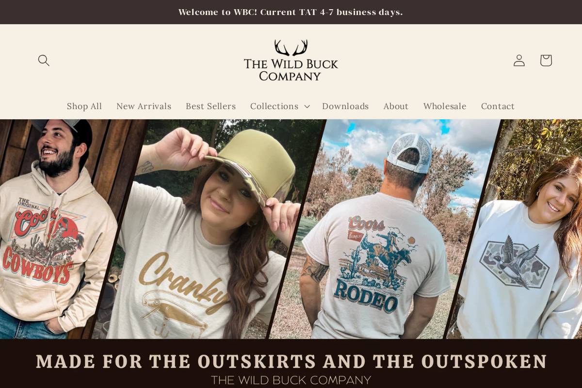 The Wild Buck Company homepage screenshot