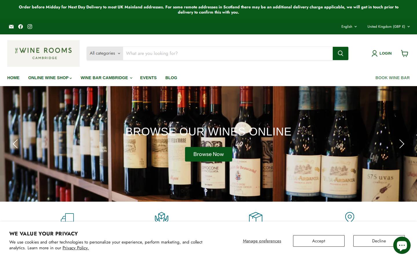 thewineroomscambridge.com homepage screenshot