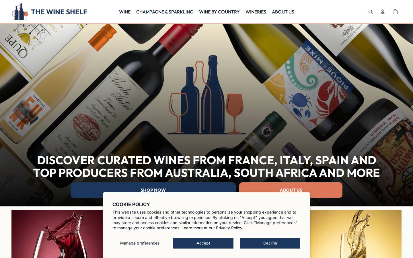 thewineshelf.co.uk homepage screenshot