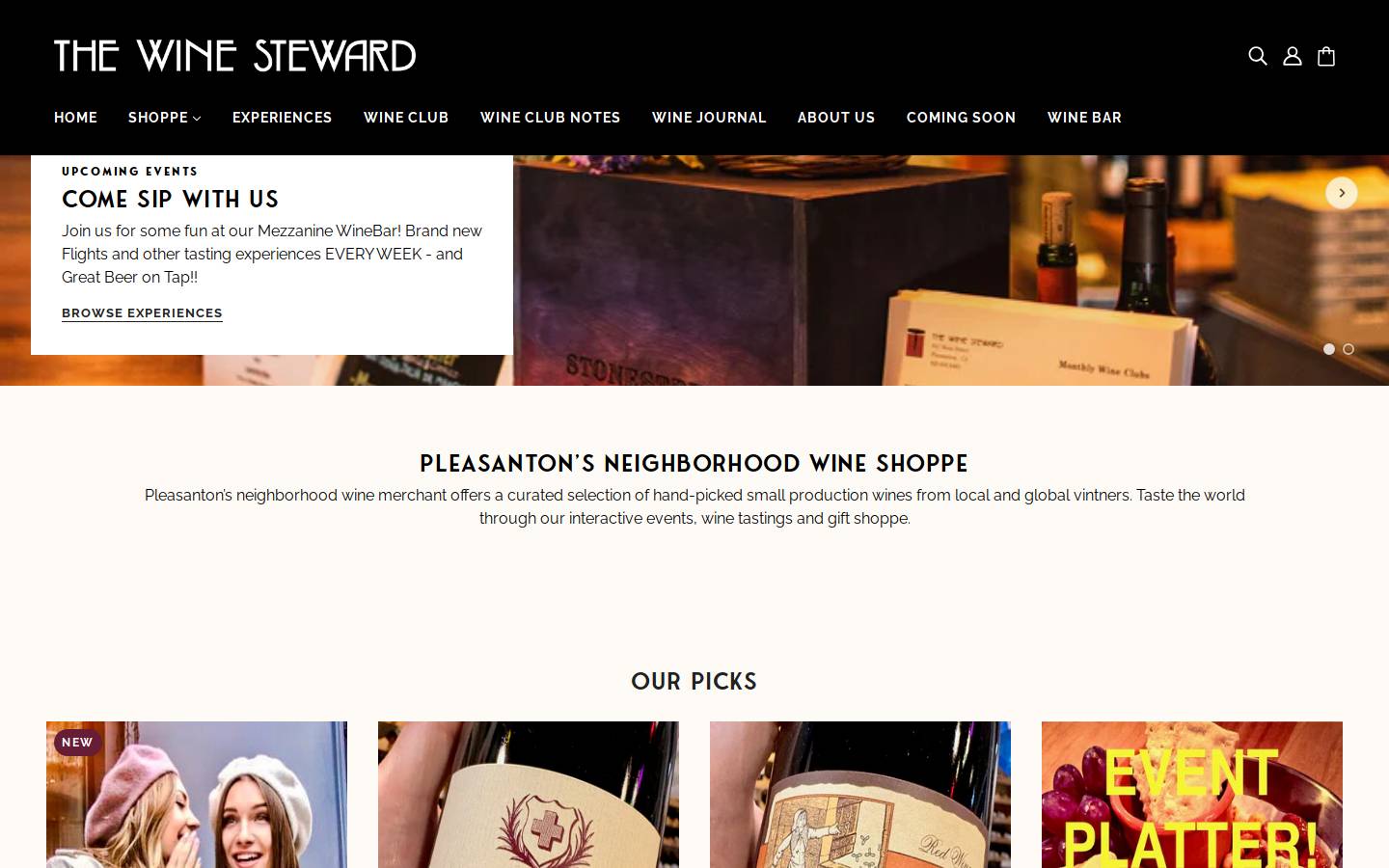 thewinesteward.com homepage screenshot
