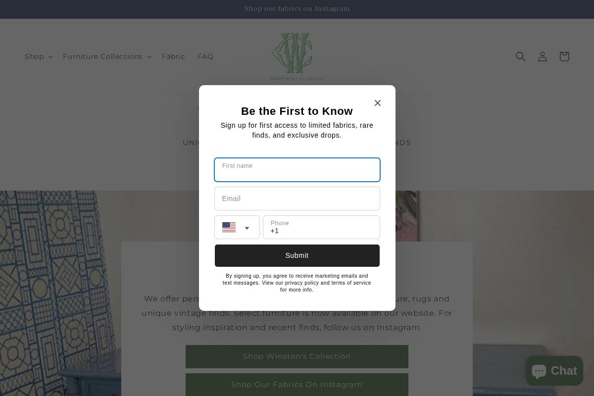 thewinstonscollection.com homepage screenshot