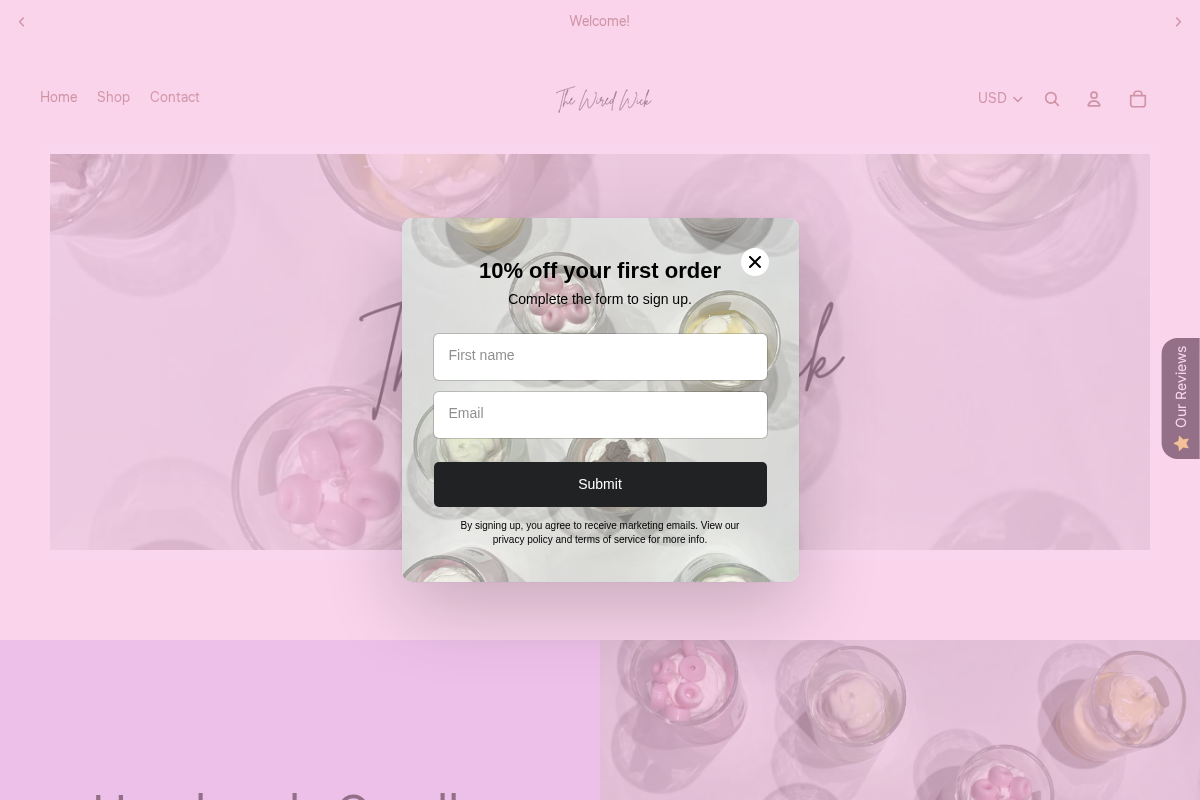 The Wired Wick homepage screenshot