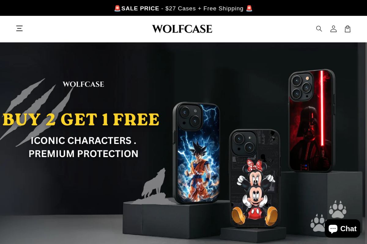 Thewolfcase homepage screenshot