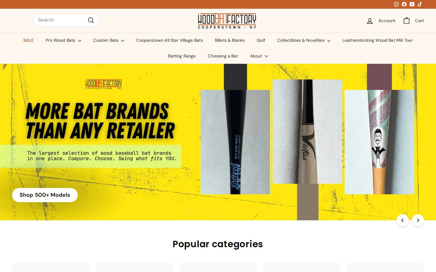 thewoodbatfactory.com homepage screenshot