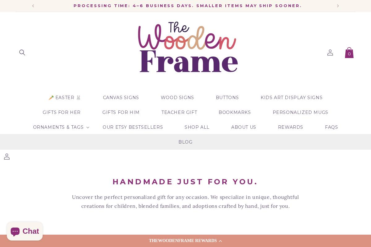 thewoodenframe.com homepage screenshot