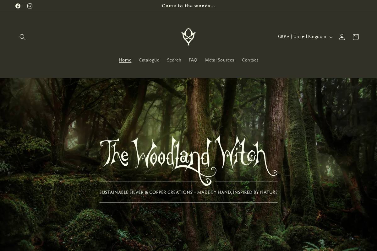 thewoodlandwitch.com homepage screenshot