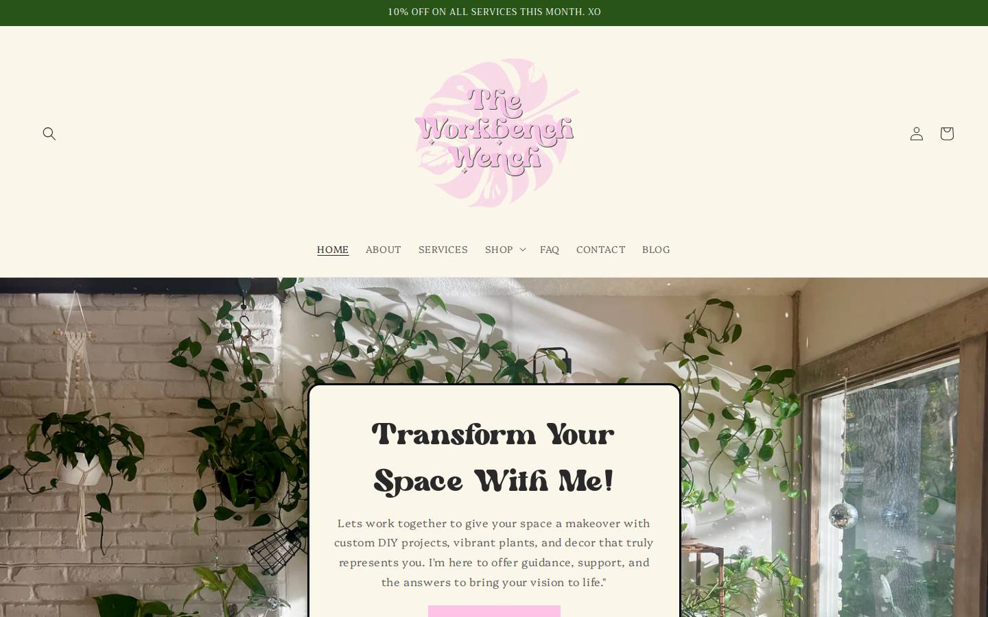 theworkbenchwench.com homepage screenshot