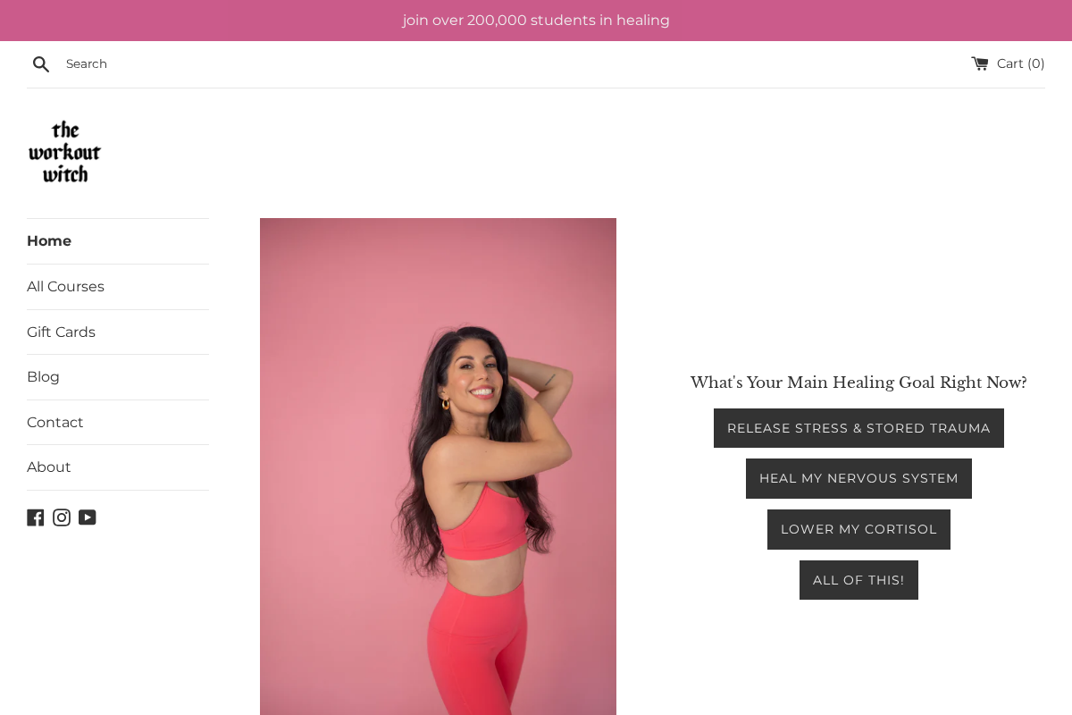 The Workout Witch homepage screenshot