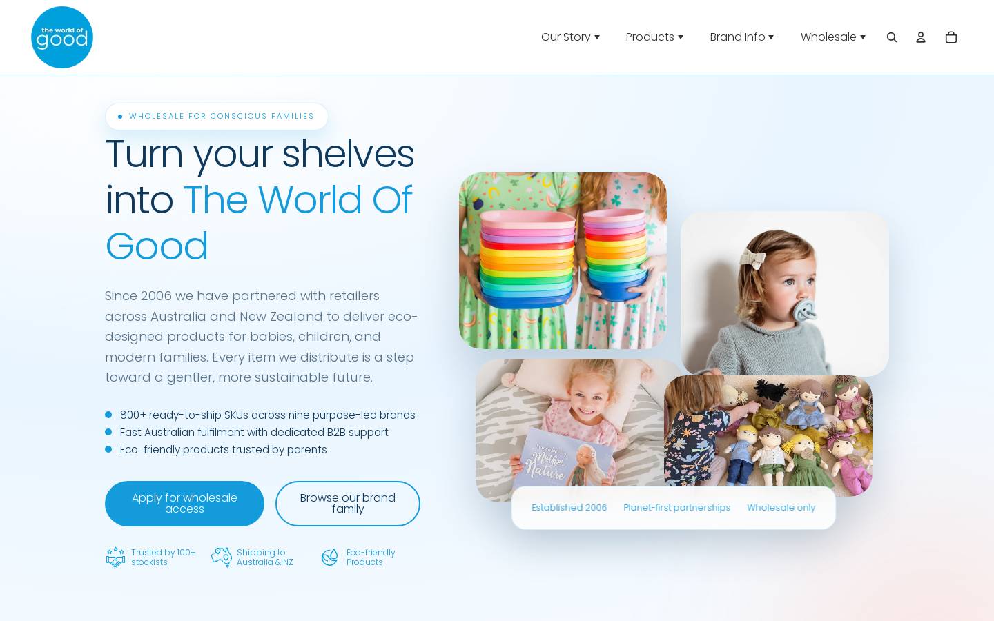 theworldofgood.com.au homepage screenshot