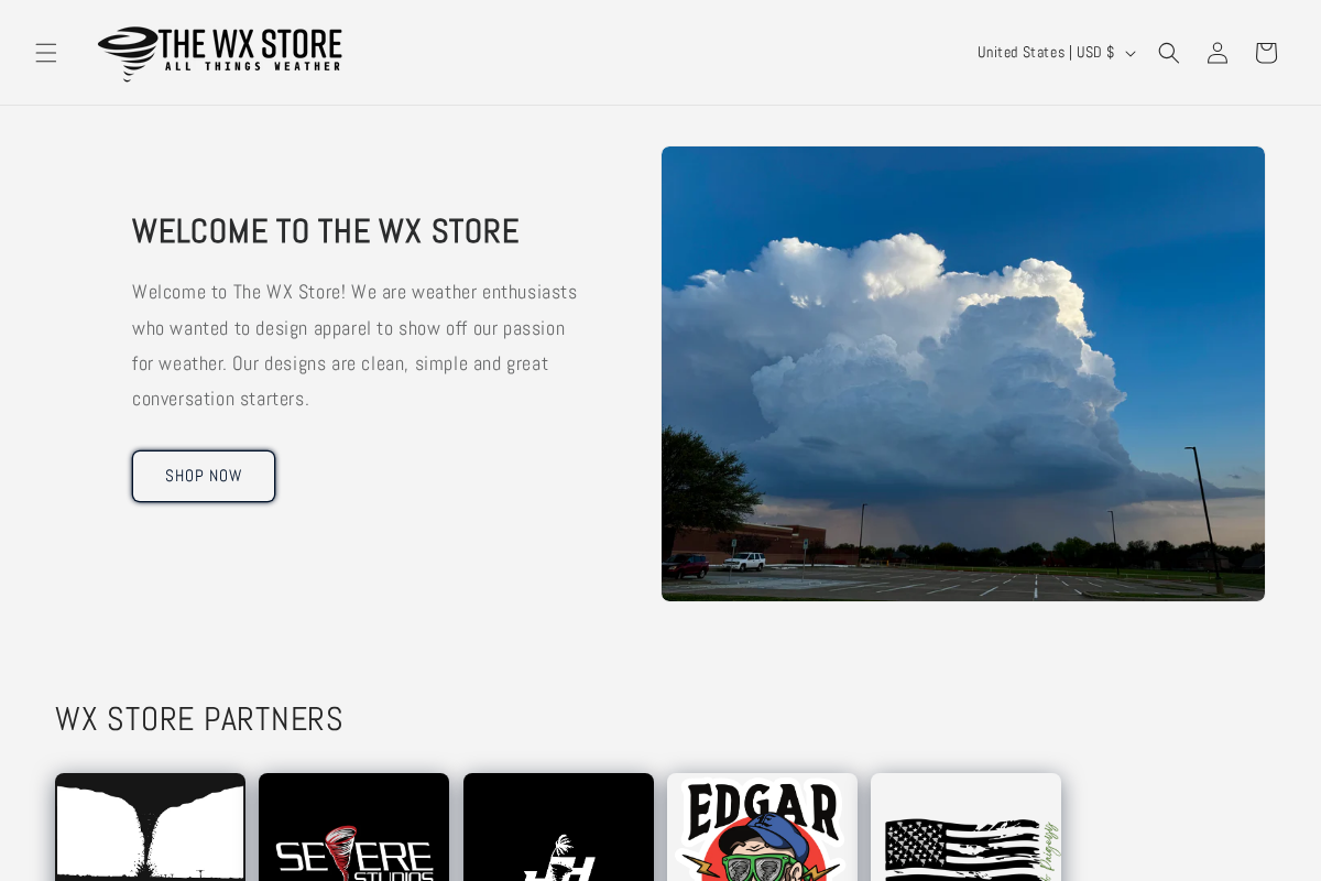 The WX Store homepage screenshot