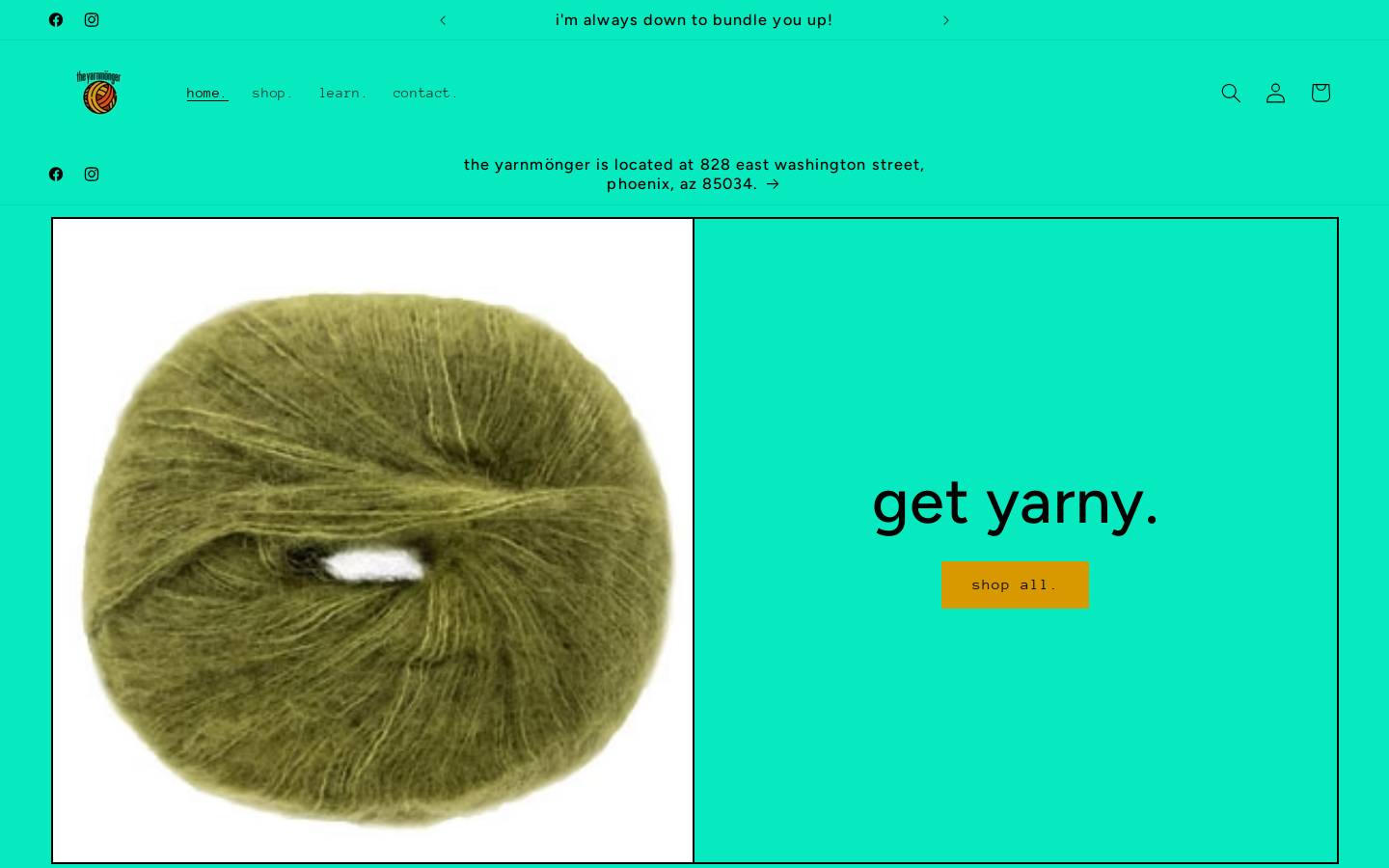 theyarnmonger.com homepage screenshot