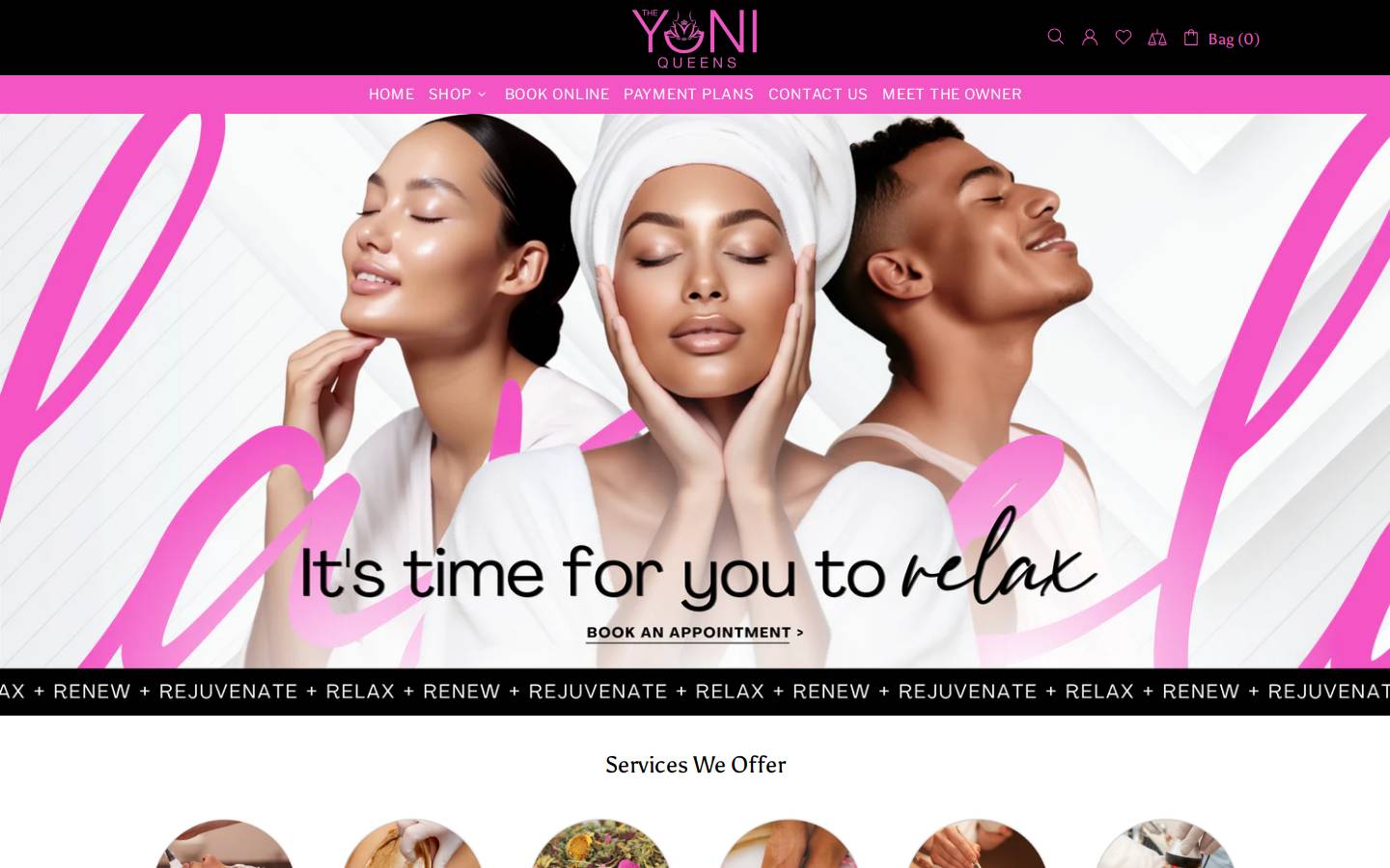 theyoniqueens.com homepage screenshot