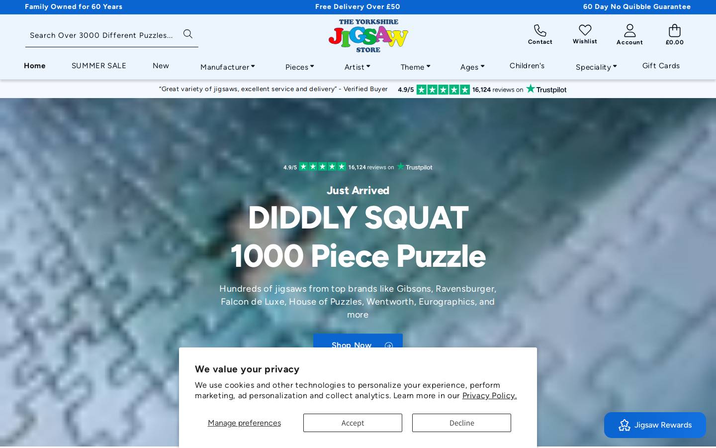 The Yorkshire Jigsaw Store homepage screenshot