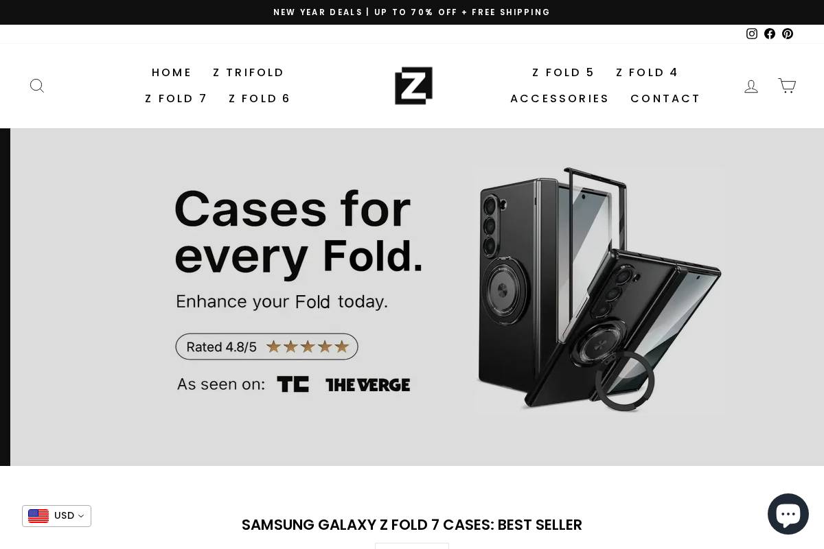 Thezfoldcase homepage screenshot