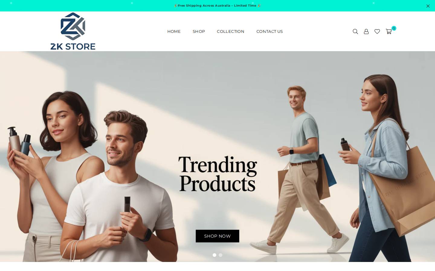 thezkstore.com homepage screenshot