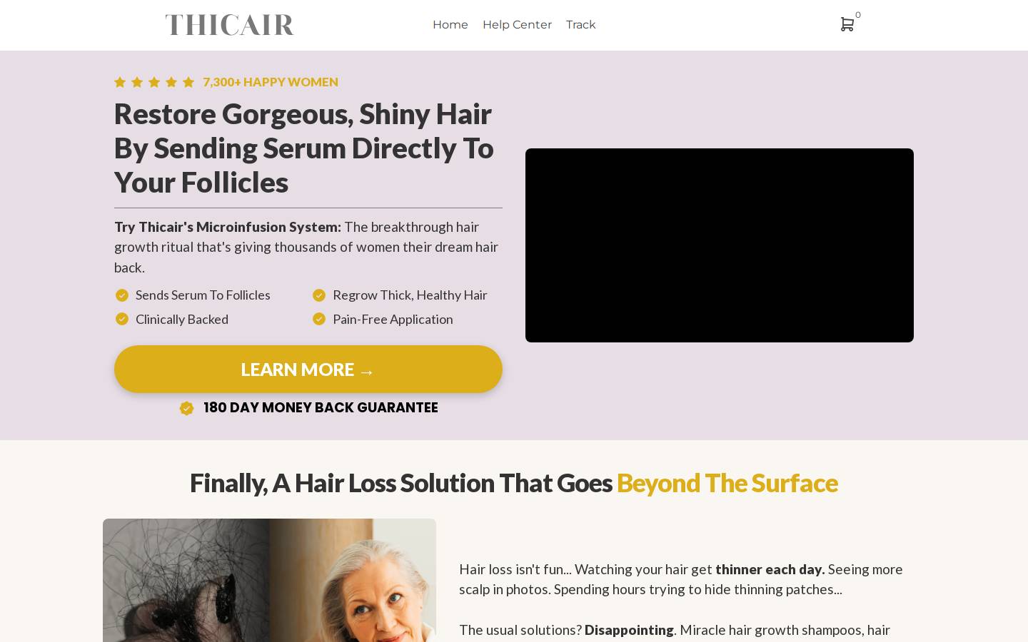Thicair homepage screenshot
