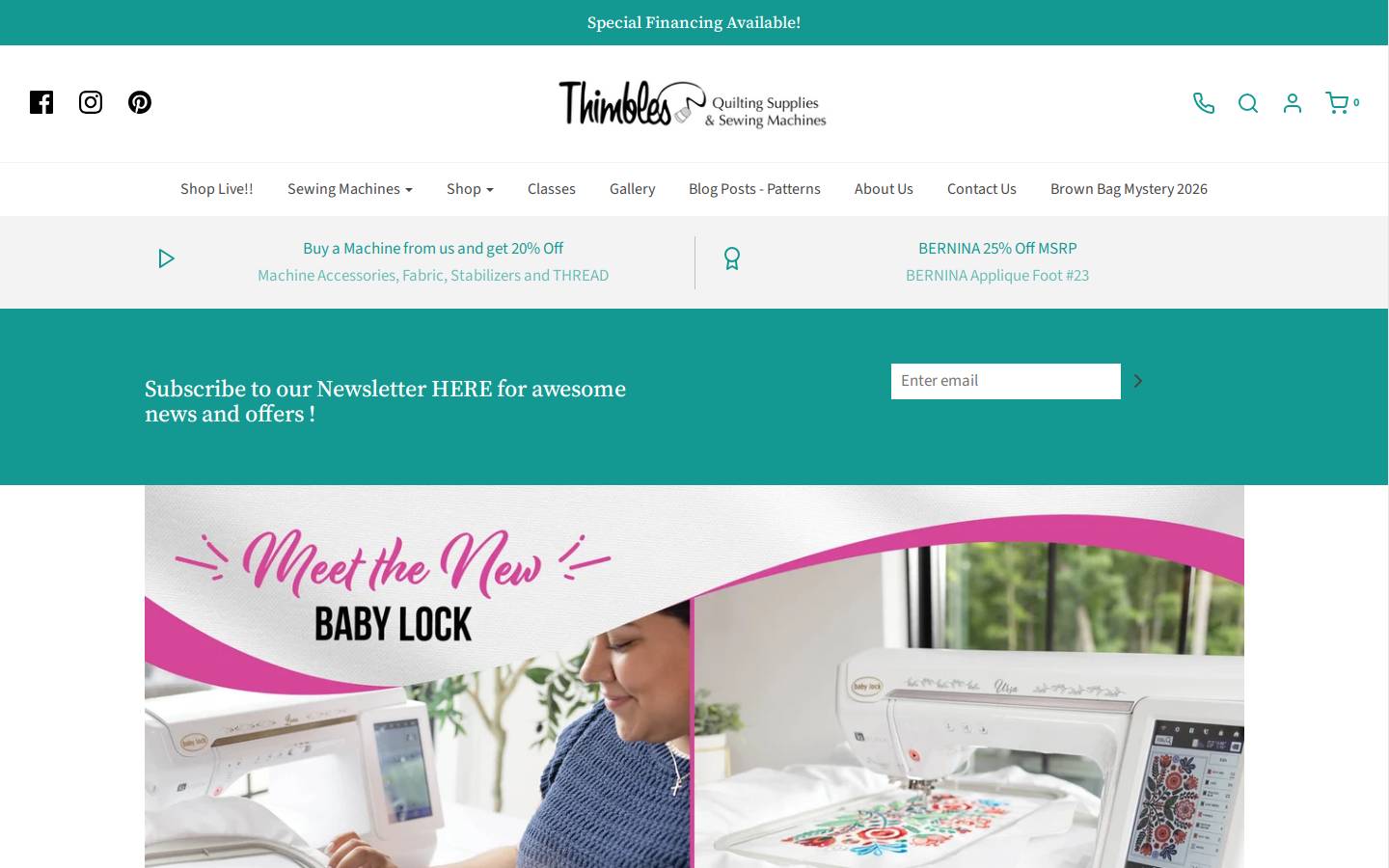 thimblesquilts.com homepage screenshot