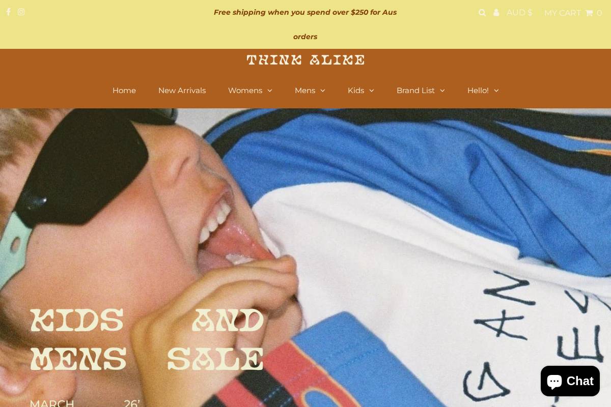 thinkalikestore.com homepage screenshot