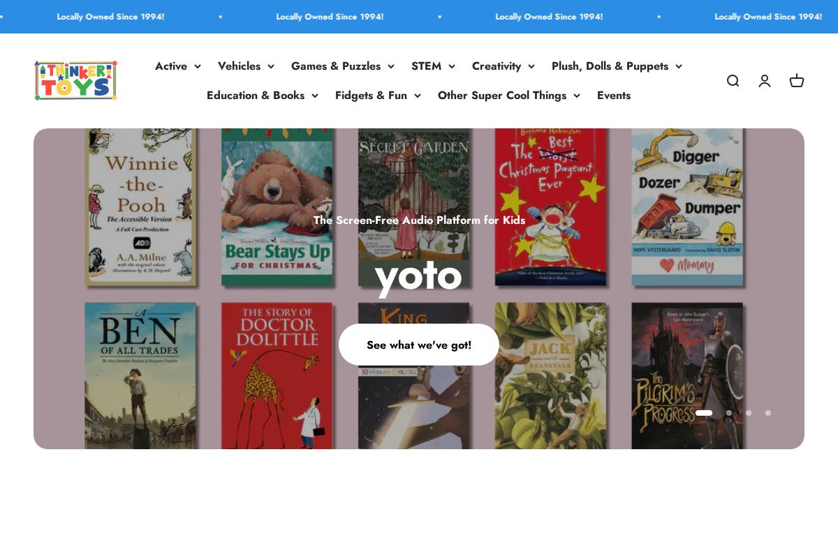 thinkertoystore.com homepage screenshot