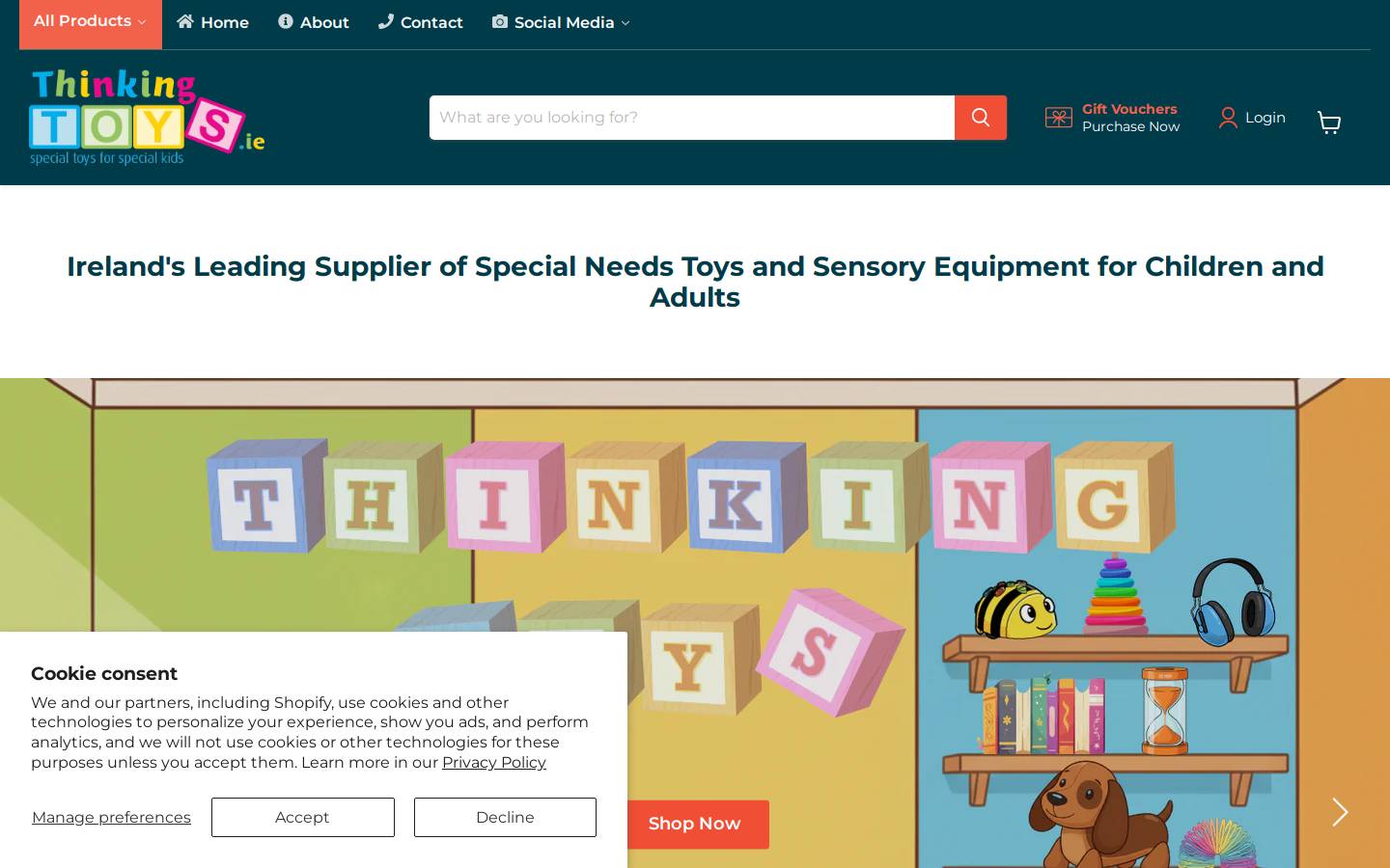 Thinking Toys homepage screenshot