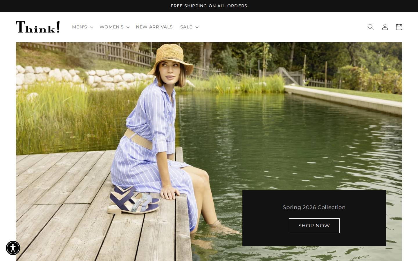 Think! Shoes homepage screenshot