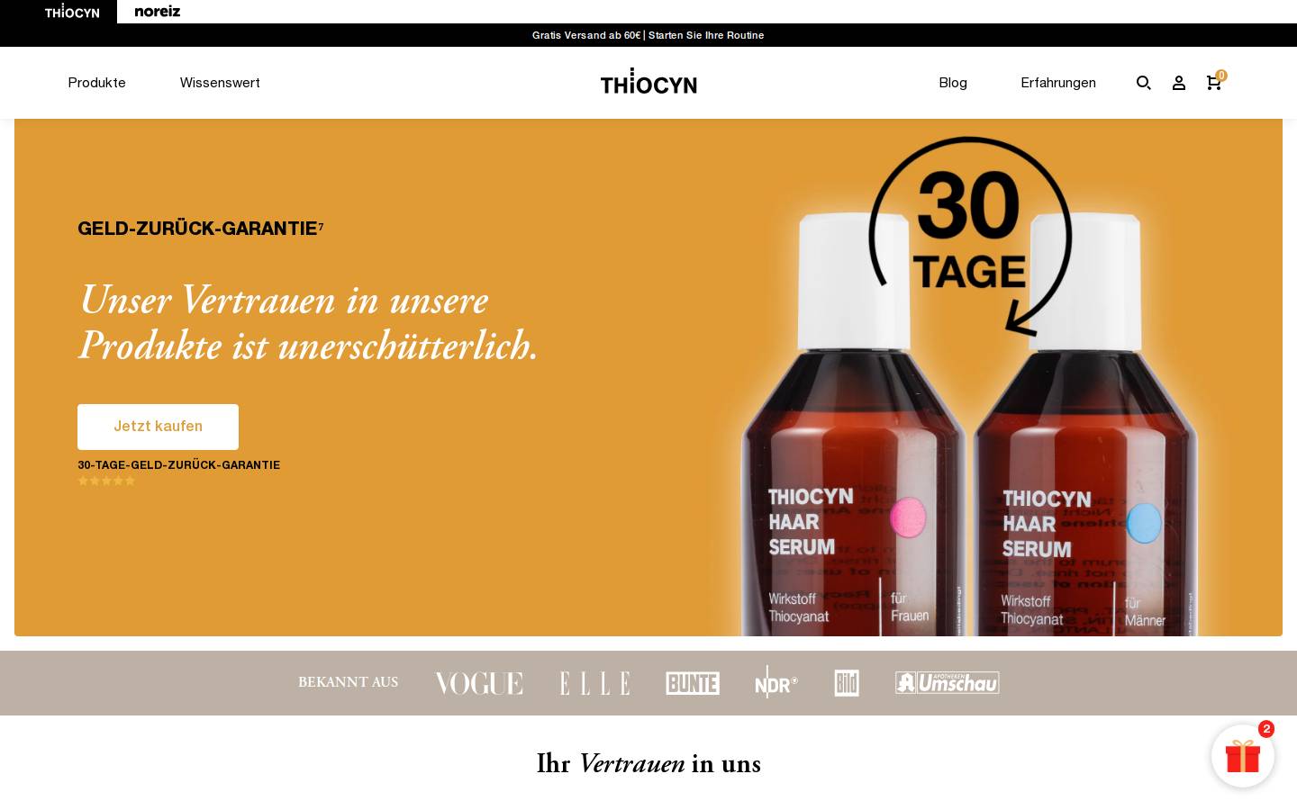 thiocyn.de homepage screenshot