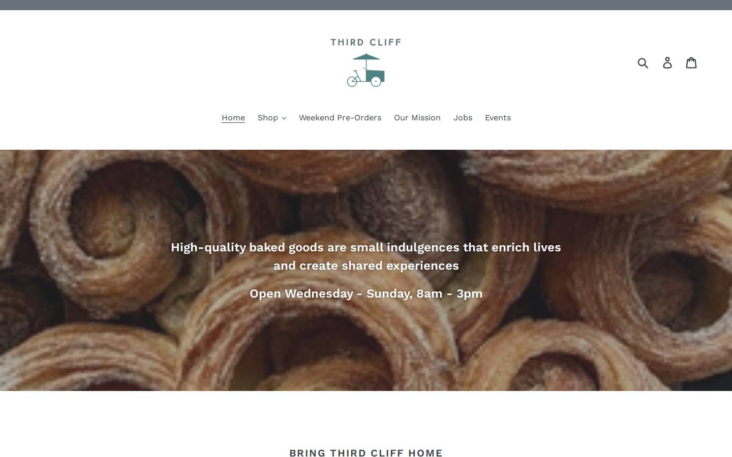 thirdcliffbakery.com homepage screenshot