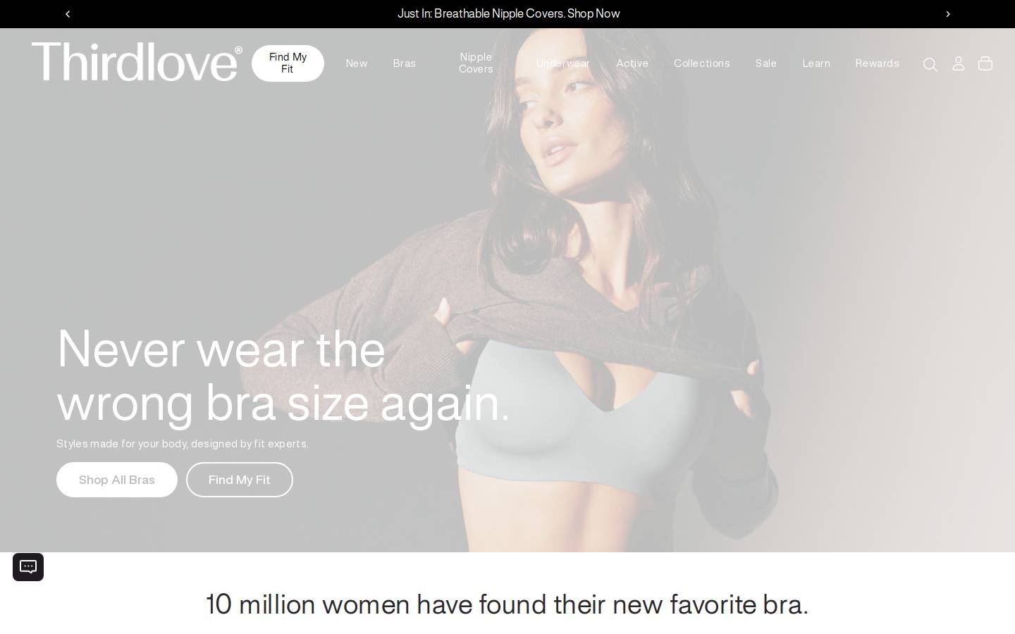 Thirdlove homepage screenshot