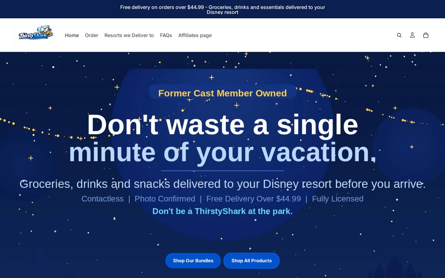 thirstyshark.co homepage screenshot