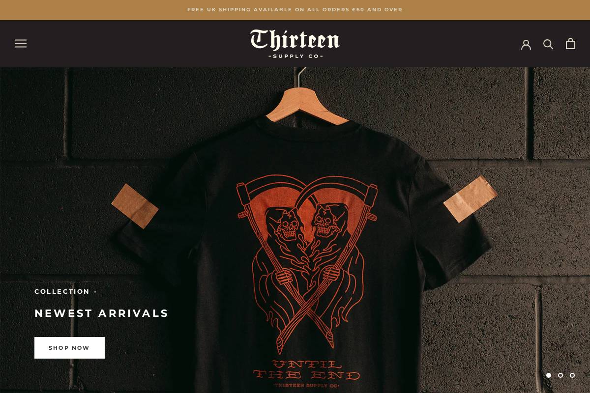 Thirteen Supply Co homepage screenshot