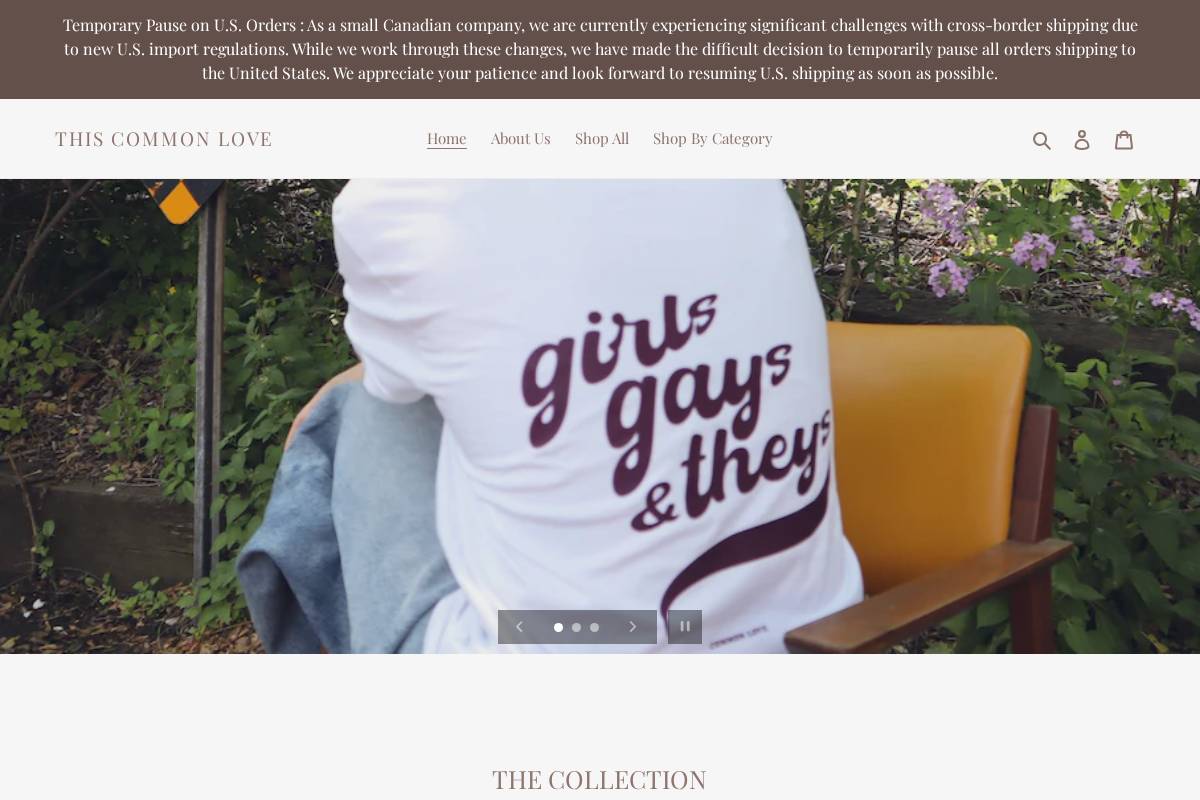 thiscommonlove.com homepage screenshot