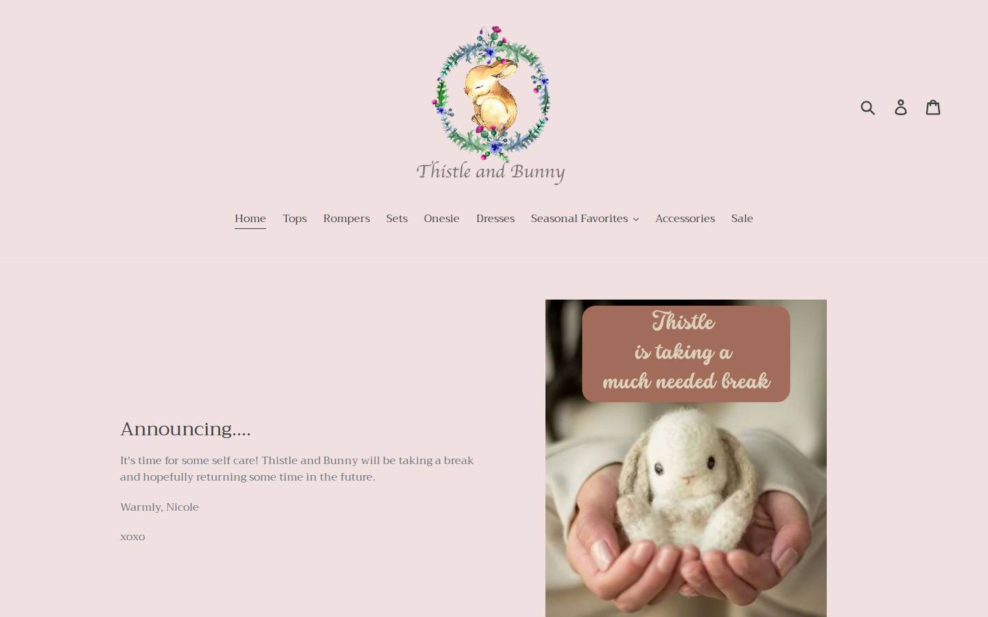 thistleandbunny.com homepage screenshot