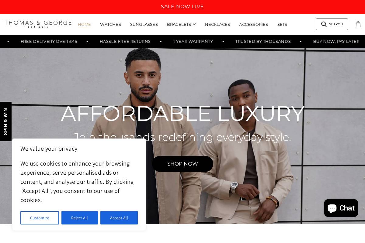 Thomas & George homepage screenshot