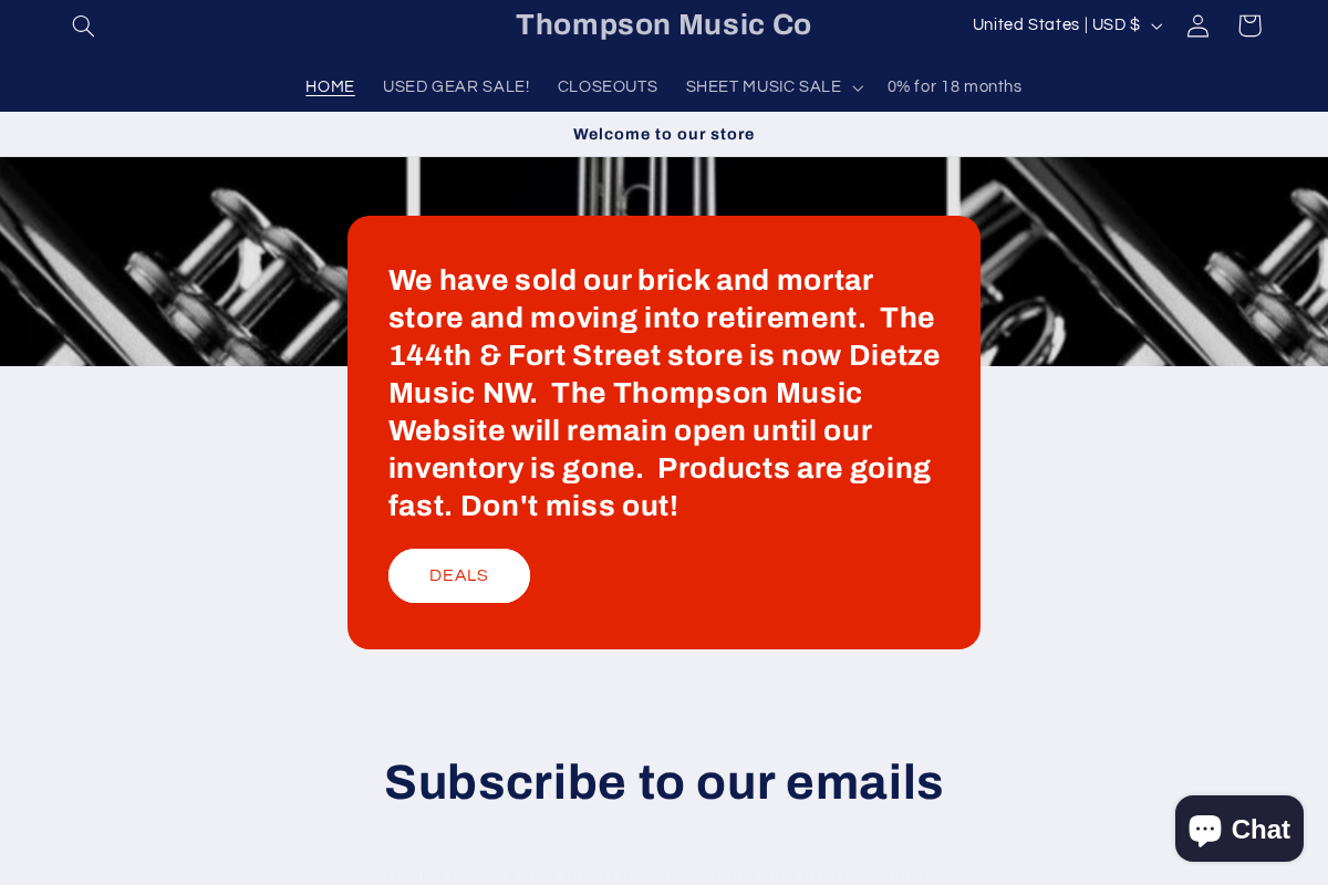 Thompson Music Co homepage screenshot