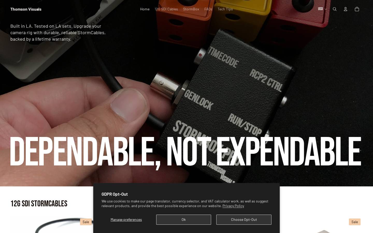 thomsonvisualsstore.com homepage screenshot