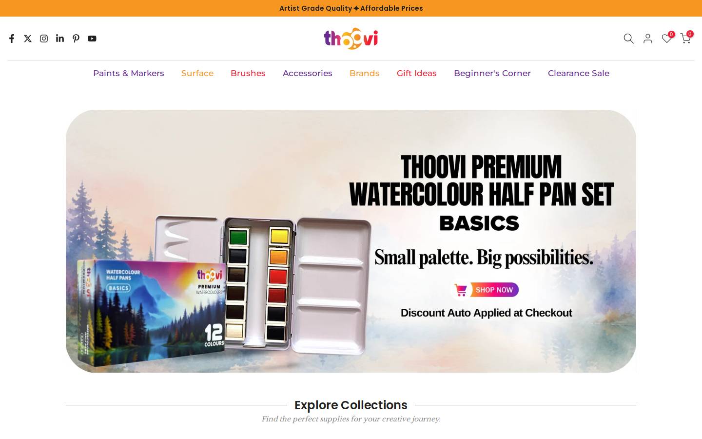thooviarts.com homepage screenshot
