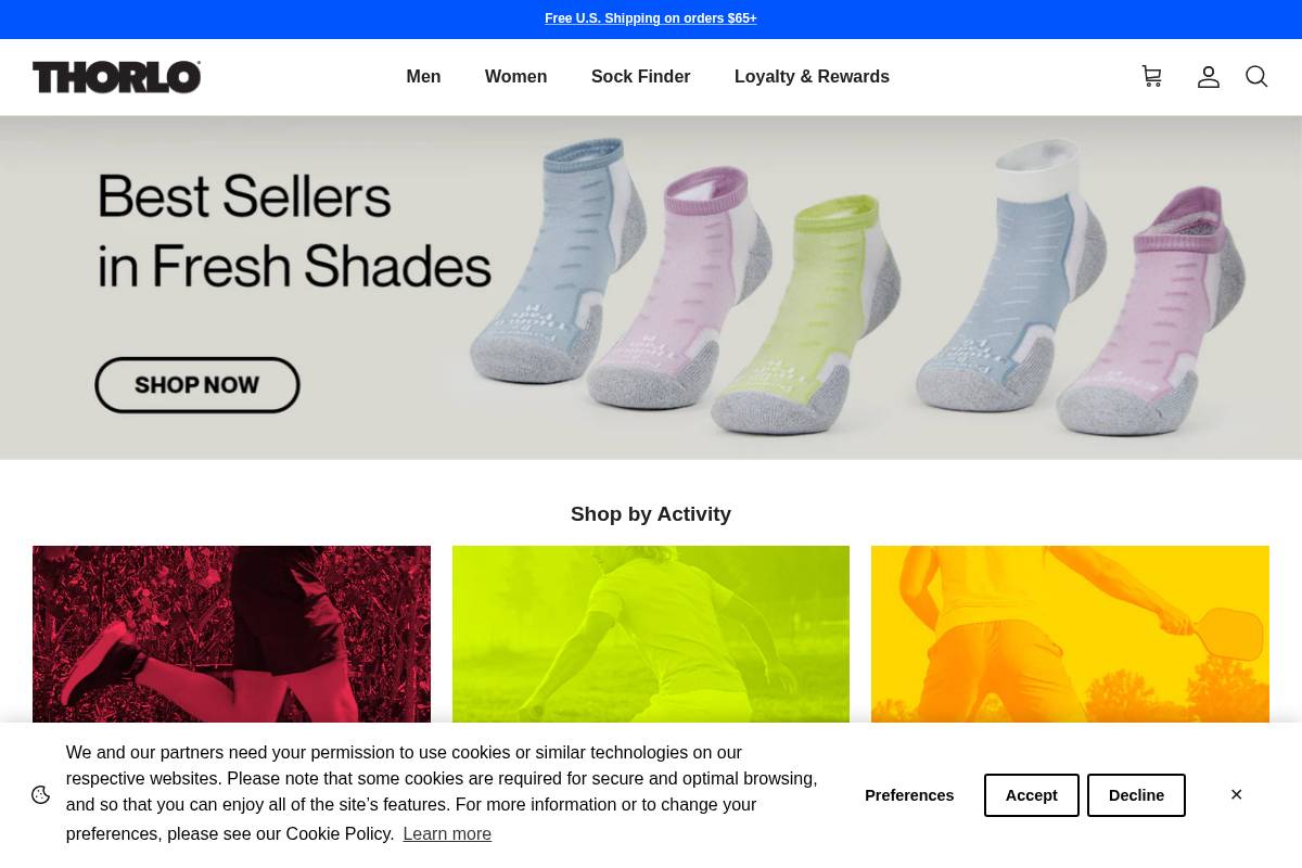 Thorlo homepage screenshot