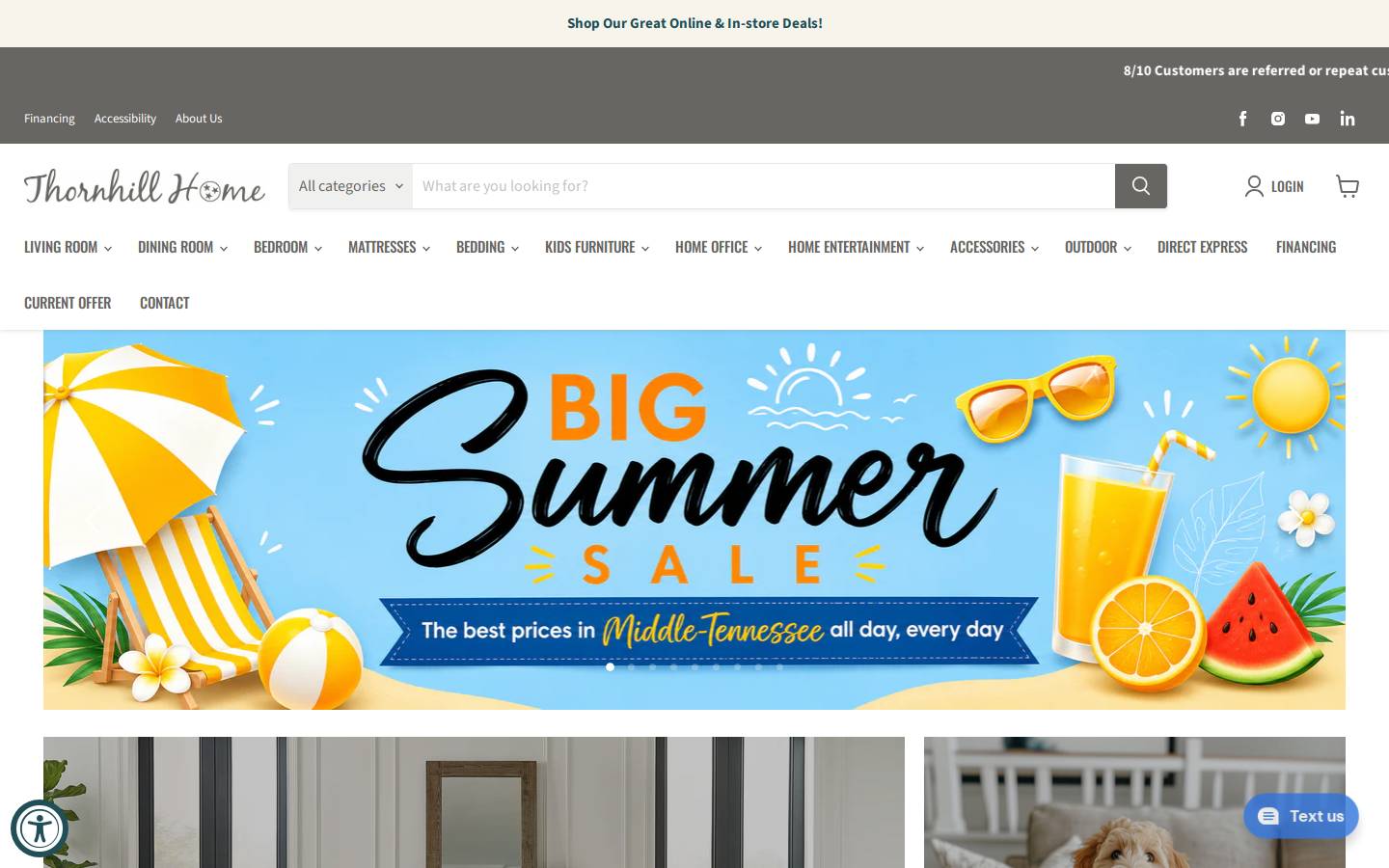 thornhillfurniture.com homepage screenshot