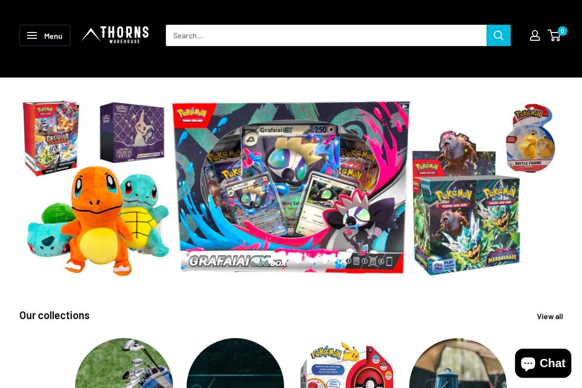 ThornsWarehouse homepage screenshot