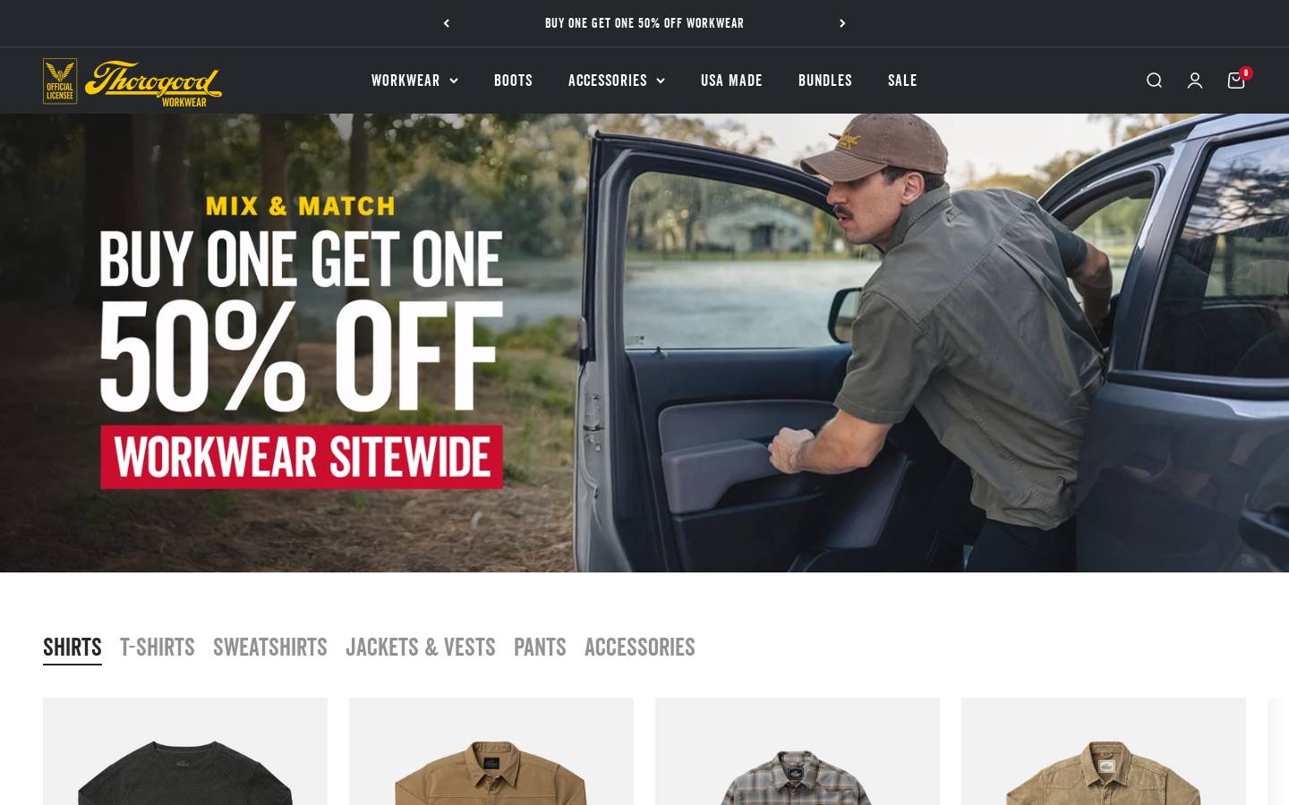 thorogoodworkwear.com homepage screenshot